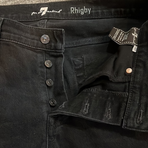 7 For All Mankind Black Rhigby Jeans, Sz 33 - Picture 3 of 5